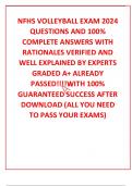 NFHS VOLLEYBALL EXAM 2024 QUESTIONS AND 100&percnt; COMPLETE ANSWERS WITH RATIONALES VERIFIED AND WELL EXPLAINED BY EXPERTS GRADED A&plus; ALREADY PASSED&excl;&excl;&excl;&excl;WITH 100&percnt; GUARANTEED SUCCESS AFTER DOWNLOAD &lpar;ALL YOU NEED TO PASS YOUR EXAMS&rpar;