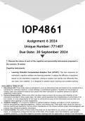 IOP4862 Assignment 6 &lpar;ANSWERS&rpar; 2024 - DISTINCTION GUARANTEED