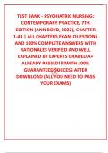 TEST BANK - PSYCHIATRIC NURSING&colon; CONTEMPORARY PRACTICE&comma; 7TH EDITION &lpar;ANN BOYD&comma; 2022&rpar;&comma; CHAPTER 1-43 &vert; ALL CHAPTERS EXAM QUESTIONS AND 100&percnt; COMPLETE ANSWERS WITH RATIONALES VERIFIED AND WELL EXPLAINED BY EXPERTS GRADED A&plus; ALREADY PASSED&excl;&excl;&excl;&excl;WITH 100&percnt; GUARANT