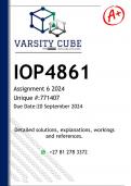 IOP4861 Assignment 6 &lpar;DETAILED ANSWERS&rpar; 2024 - DISTINCTION GUARANTEED 