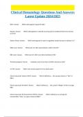 Clinical Hematology Questions And Answers Latest Update 2024&sol;2025