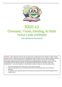 HESI A2 Version 2 - Grammar, Vocab, Reading, Math Study Guide.