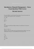 Introductory Financial Management &ndash; Uiowa Exam Questions With Correct Revised Answers