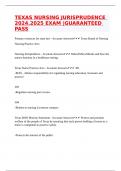 TEXAS NURSING JURISPRUDENCE 2024&period;2025 EXAM &vert;GUARANTEED PASS