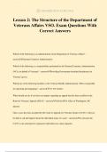 Lesson 2&colon; The Structure of the Department of Veterans Affairs VSO&period; Exam Questions With Correct Answers