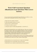 Week 9 Self-Assessment Questions &lpar;Blackboard&rpar; Exam Questions With Correct Answers&period;