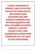 CLINICAL GUIDELINES IN PRIMARY CARE 4TH EDITION HOLLIER TEST BANK &lpar;WITH A NEW UPDATE&rpar; 2024 QUESTIONS AND 100&percnt; COMPLETE ANSWERS WITH RATIONALES VERIFIED AND WELL EXPLAINED BY EXPERTS GRADED A&plus; ALREADY PASSED&excl;&excl;&excl;&excl;WITH 100&percnt; GUARANTEED SUCCESS AFTER DOWNLOAD &lpar;