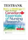 Test Bank for &colon;Polit & Beck Canadian Essentials of Nursing Research 4th Edition&comma; Woo  ultimate guide grade A&plus;