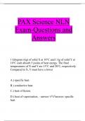 PAX Science NLN Exam-Questions and Answers