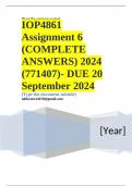 IOP4861 Assignment 6 &lpar;COMPLETE ANSWERS&rpar; 2024 &lpar;771407&rpar;- DUE 20 September 2024 &semi; 100&percnt; TRUSTED Complete&comma; trusted solutions and explanations&period; Ensure your success with us&period;&period; 