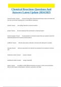 Chemical Reactions Questions And Answers Latest Update 2024&sol;2025