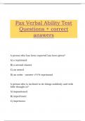 Pax Verbal Ability Test Questions &plus; correct answers