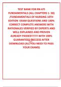 TEST BANK FOR RN ATI FUNDAMENTALS &lpar;ALL CHAPTERS 1- 58&rpar; &sol;FUNDAMENTALS OF NURSING 10TH EDITION  EXAM QUESTIONS AND 100&percnt; CORRECT COMPLETE ANSWERS WITH RATIONALES VERIFIED BY EXPERTS AND WELL EXPLAINED AND PROVEN ALREADY PASSED&excl;&excl;&excl;&excl;&excl;&excl;&excl; WITH 100&percnt; GUARANTEED SUC