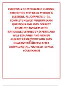 ESSENTIALS OF PSYCHIATRIC NURSING&comma; 3RD EDITION TEST BANK BY BOYD & LUEBBERT&comma; ALL CHAPTERS 1 - 31&comma; COMPLETE NEWEST VERSION EXAM QUESTIONS AND 100&percnt; CORRECT COMPLETE ANSWERS WITH RATIONALES VERIFIED BY EXPERTS AND WELL EXPLAINED AND PROVEN ALREADY PASSED&excl;&excl;&excl;&excl;