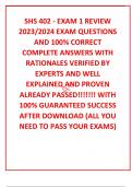 SHS 402 - EXAM 1 REVIEW 2023&sol;2024 EXAM QUESTIONS AND 100&percnt; CORRECT COMPLETE ANSWERS WITH RATIONALES VERIFIED BY EXPERTS AND WELL EXPLAINED AND PROVEN ALREADY PASSED&excl;&excl;&excl;&excl;&excl;&excl;&excl; WITH 100&percnt; GUARANTEED SUCCESS AFTER DOWNLOAD &lpar;ALL YOU NEED TO PASS YOUR EXAMS&rpar;