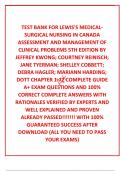 TEST BANK FOR LEWIS'S MEDICAL-SURGICAL NURSING IN CANADA ASSESSMENT AND MANAGEMENT OF CLINICAL PROBLEMS 5TH EDITION BY JEFFREY KWONG&semi; COURTNEY REINISCH&semi; JANE TYERMAN&semi; SHELLEY COBBETT&semi; DEBRA HAGLER&semi; MARIANN HARDING&semi; DOTT CHAPTER 1-72 COMPLETE GUIDE A&plus; E
