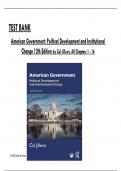 American Government&colon; Political Development and Institutional Change 12th Edition TEST BANK by Cal Jillson&comma; All Chapters 1 to 16 Covered&comma; ISBN&colon; 9781032293967 &lpar;100&percnt; Verified Edition&rpar;