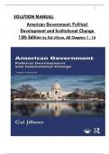 American Government&colon; Political Development and Institutional Change 12th Edition Solution Manual by Cal Jillson&comma; All Chapters 1 to 16 Covered&comma; ISBN&colon; 9781032293967 &lpar;100&percnt; Verified Edition&rpar;