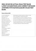 2024 NCLEX RN ACTUAL EXAM TEST BANK LATEST 40 QUESTIONS AND CORRECT DETAILED ANSWERS WITH RATIONALES&sol;RN NCLEX TEST BANK