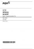 AQA GCSE BENGALI MARK SCHEME 2024&comma;8638&sol;RF &lpar;Paper 3&semi;Reading Foundation Tier&rpar;