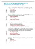 ADVANCED HEALTH ASSESSMENT EXAM  &vert;RATIONALE Q&A LATEST UPDATE
