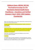 Midterm Exam&colon; NR546&sol; NR 546 Psychopharmacology for the Psychiatric-Mental Health Nurse Practitioner &vert; Questions and Verified Answers&vert; New&excl;&excl; 2024&sol; 2025 Update&ndash; Chamberlain