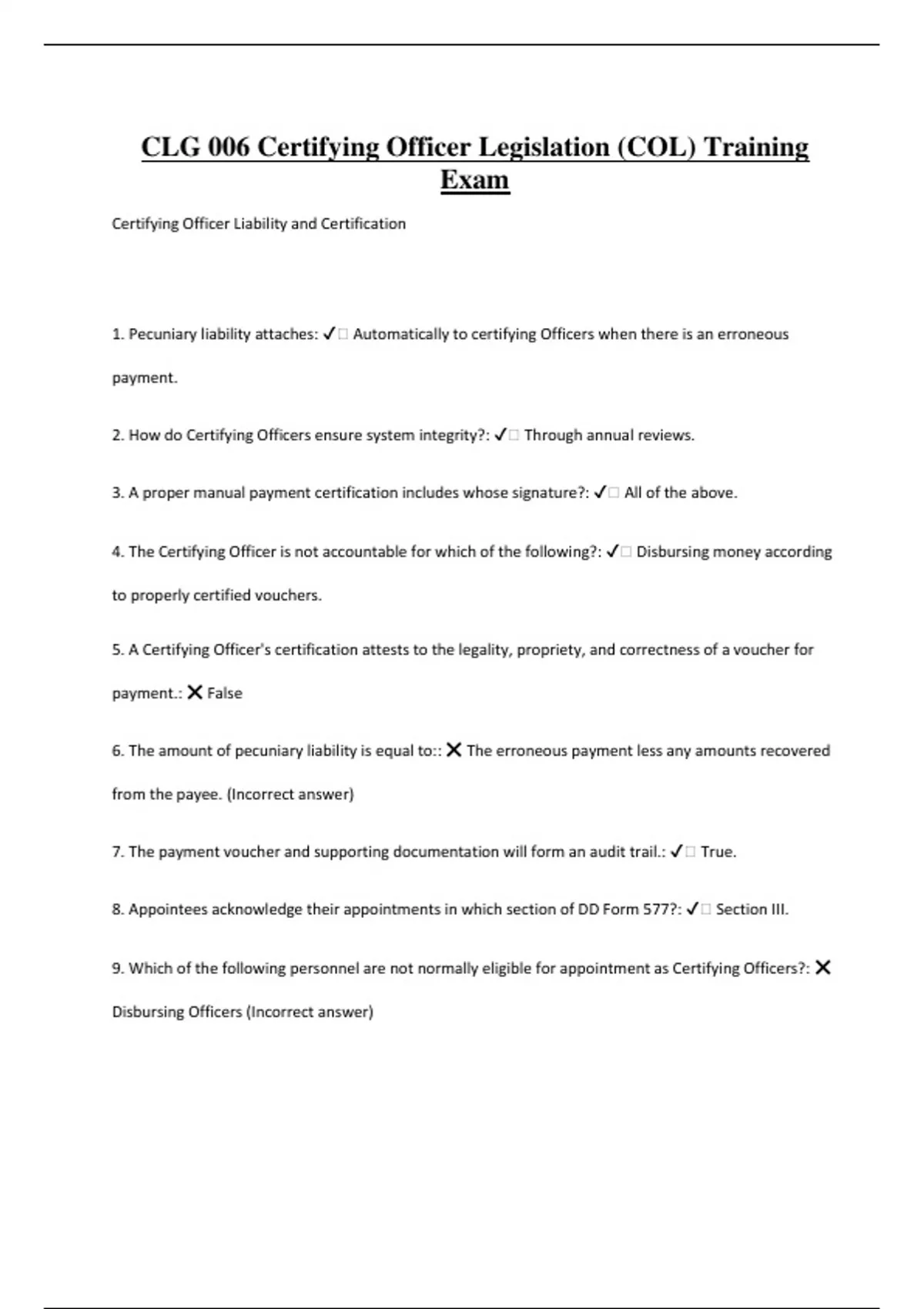CLG 006 Certifying Officer Legislation (COL) Train - CLG 006 Certifying ...