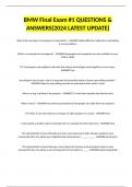 BMW Final Exam &num;1 QUESTIONS & ANSWERS&lpar;2024 LATEST UPDATE&rpar;