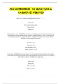 ASE Certification&vert;&vert; 55 QUESTIONS & ANSWERS&vert;&vert; VERIFIED
