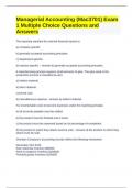 Managerial Accounting &lpar;Mac3701&rpar; Exam 1 Multiple Choice Questions and Answers