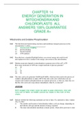 CHAPTER 14 ENERGY GENERATION IN MITOCHONDRIA AND CHLOROPLASTS  ALL ANSWERS 100% GUARANTEE GRADE A+