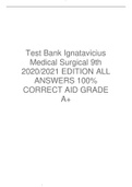 Test Bank Ignatavicius Medical Surgical 9th 2020/2021 EDITION ALL ANSWERS 100% CORRECT AID GRADE A+