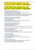 ACHE BOG Exam Sample Test -100 Questions AND CORRECT ANSWERS
