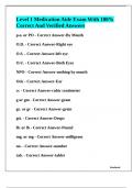 Level 1 Medication Aide Exam With 100&percnt; Correct And Verified Answers