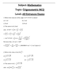Exam (elaborations) Trigonometry 