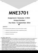 MNE3701 Assignment 2 &lpar;ANSWERS&rpar; Semester 2 2024 - DISTINCTION GUARANTEED