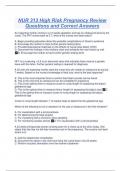 NUR 313 High Risk Pregnancy Review Questions and Correct Answers
