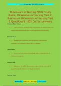 Dimensions of Nursing FINAL Study  Guide&comma; Dimensions of Nursing Test 2&comma;  Rasmussen Dimensions of Nursing Test  2 Questions & 100&percnt; Correct Answers