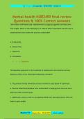 Mental health NUR2459 final review  Questions & 100&percnt; Correct Answers