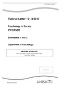 Tutorial Letter 101&sol;3&sol;2017 Psychology in Society PYC1502 Semesters 1 and 2 Department of Psychology