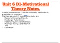 Unit 6 (D1) Motivational theory slides.