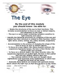 Eye notes and questions for GCSE AQA Biology 