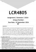 LCR4805 Assignment 2 &lpar;ANSWERS&rpar; Semester 2 2024 - DISTINCTION GUARANTEED