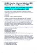 RN 2&period;0-Elsevier Adaptive Quizzing-HESI Prep with all correct answers