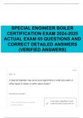 SPECIAL ENGINEER BOILER CERTIFICATION EXAM 2024-2025 ACTUAL EXAM 65 QUESTIONS AND CORRECT DETAILED ANSWERS &lpar;VERIFIED ANSWERS&rpar; 