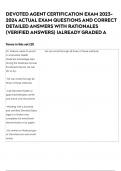 DEVOTED AGENT CERTIFICATION EXAM 2023-2024 ACTUAL EXAM  QUESTIONS AND CORRECT DETAILED ANSWERS WITH RATIONALES &lpar;VERIFIED ANSWERS&rpar; &vert;ALREADY GRADED A
