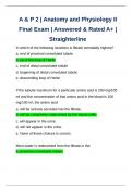 A & P 2 &vert; Anatomy and Physiology II Final Exam &vert; Answered & Rated A&plus; &vert; Straighterline