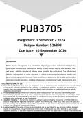 PUB3705 Assignment 3 &lpar;ANSWERS&rpar; Semester 2 2024 - DISTINCTION GUARANTEED