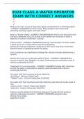 2024 CLASS A WATER OPERATOR EXAM WITH CORRECT ANSWERS