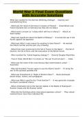 World War 2 Final Exam Questions with Accurate Solutions